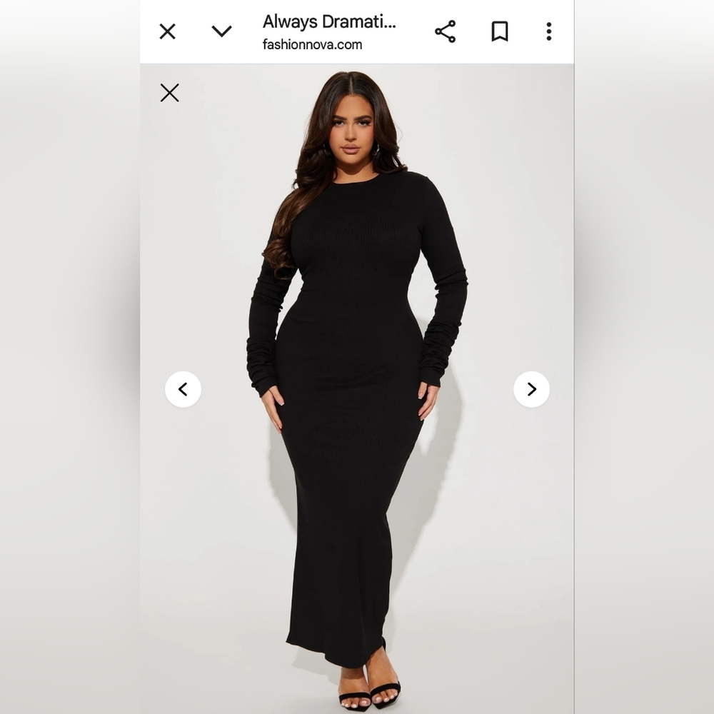 Fashion Nova Always Dramatic Maxi Dress Black L NWT
